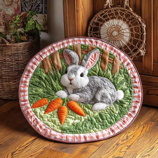 Rustic Bunny Delight WJ0705031CL Quilted Round Mat