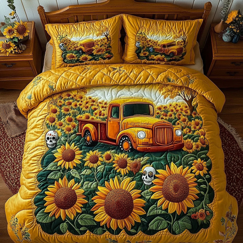 Farm Truck In Sunflower WY0708011CL Duvet Cover Set