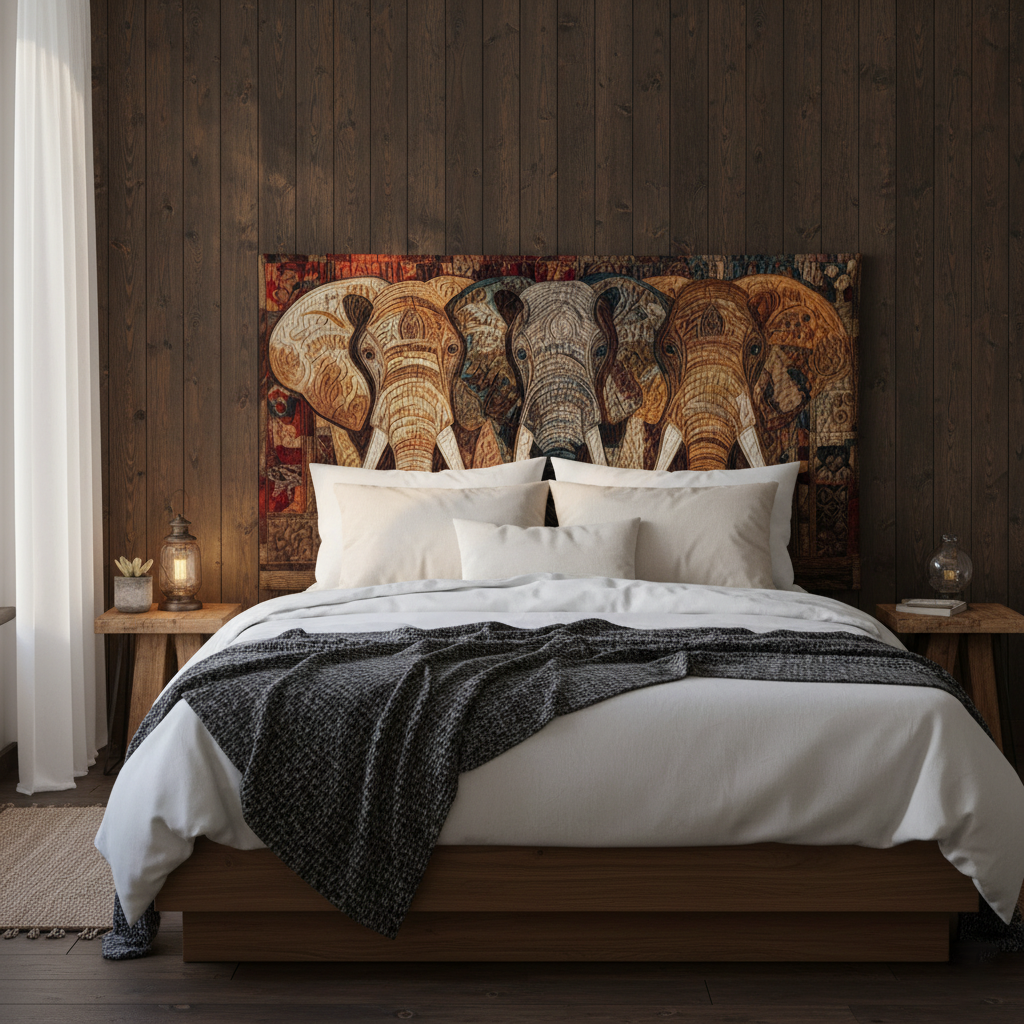 Majestic Elephants XR1712021CL Quilted Headboard Slipcover