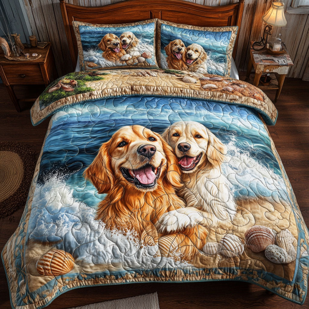 Golden Retrievers Sea Happy WT2101006CL Duvet Cover Set