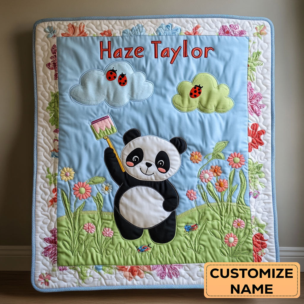 Happy Panda WN2107014CL Personalized Baby Quilt