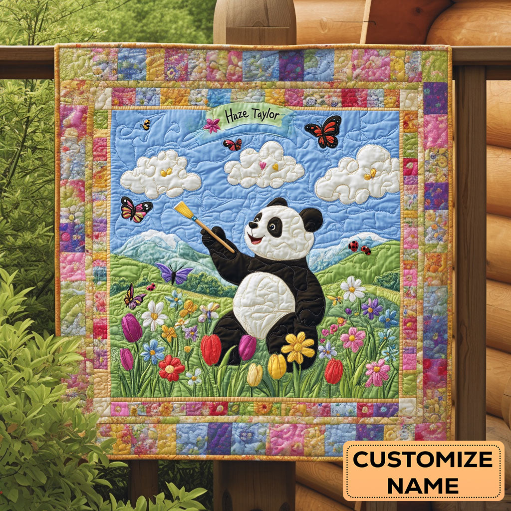 Paint With Panda WN2107034CL Personalized Baby Quilt