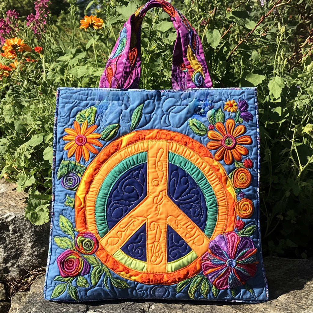 Peace Rainbow WN2309076CL Quilted Tote Bag