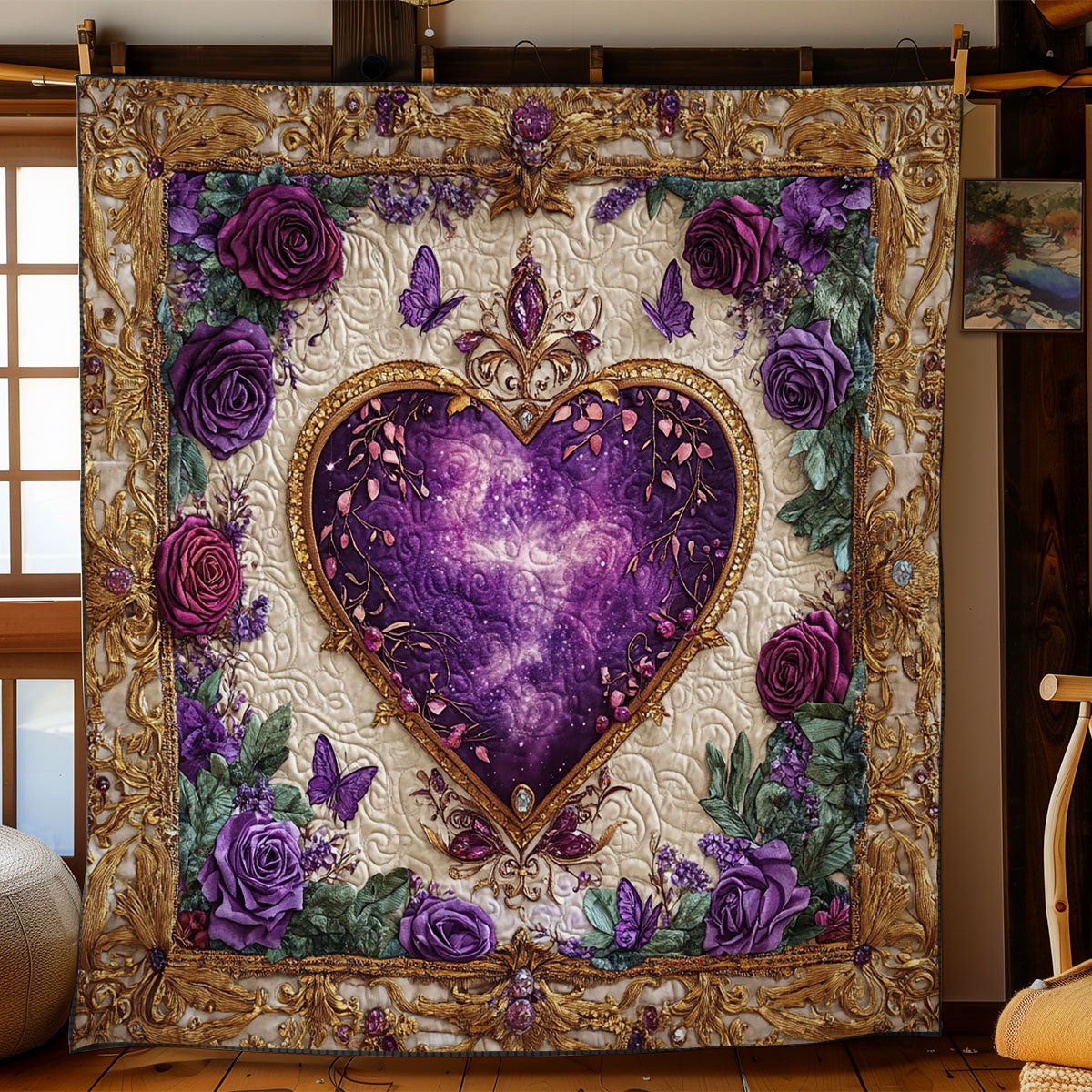 Purple Heart In Rose WY2301075CL Quilt