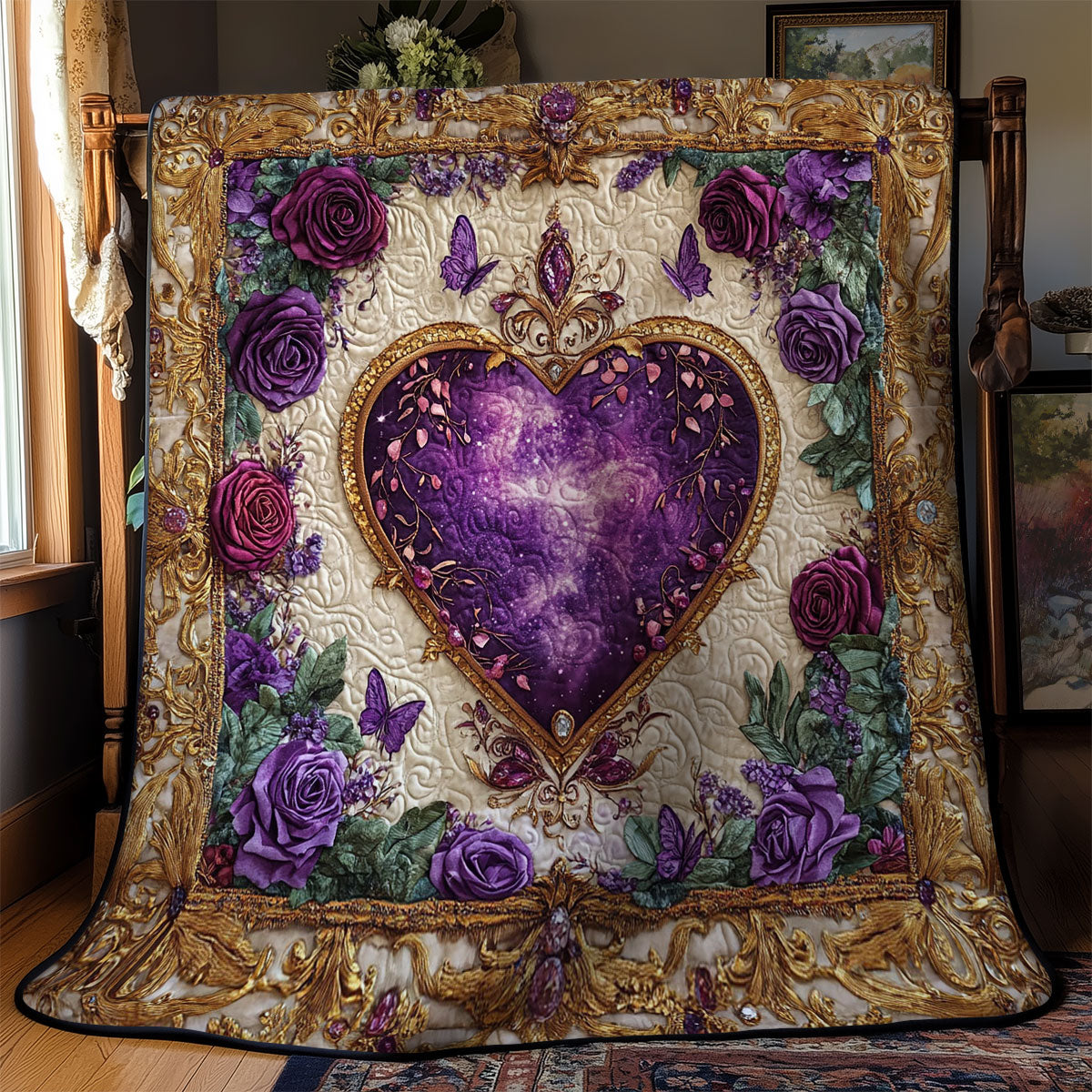 Purple Heart In Rose WY2301075CL Quilt