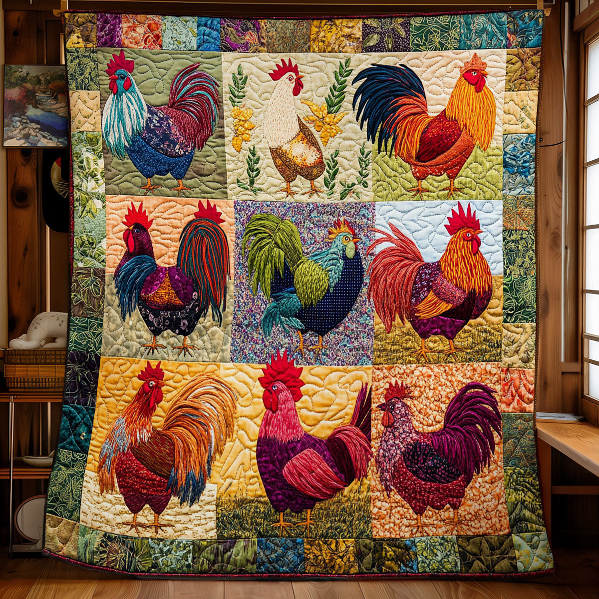 Rooster Collection WY1001203CL Quilt