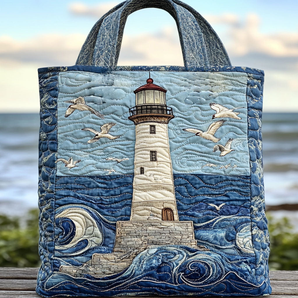 Stormy Lighthouse WN2309100CL Quilted Tote Bag