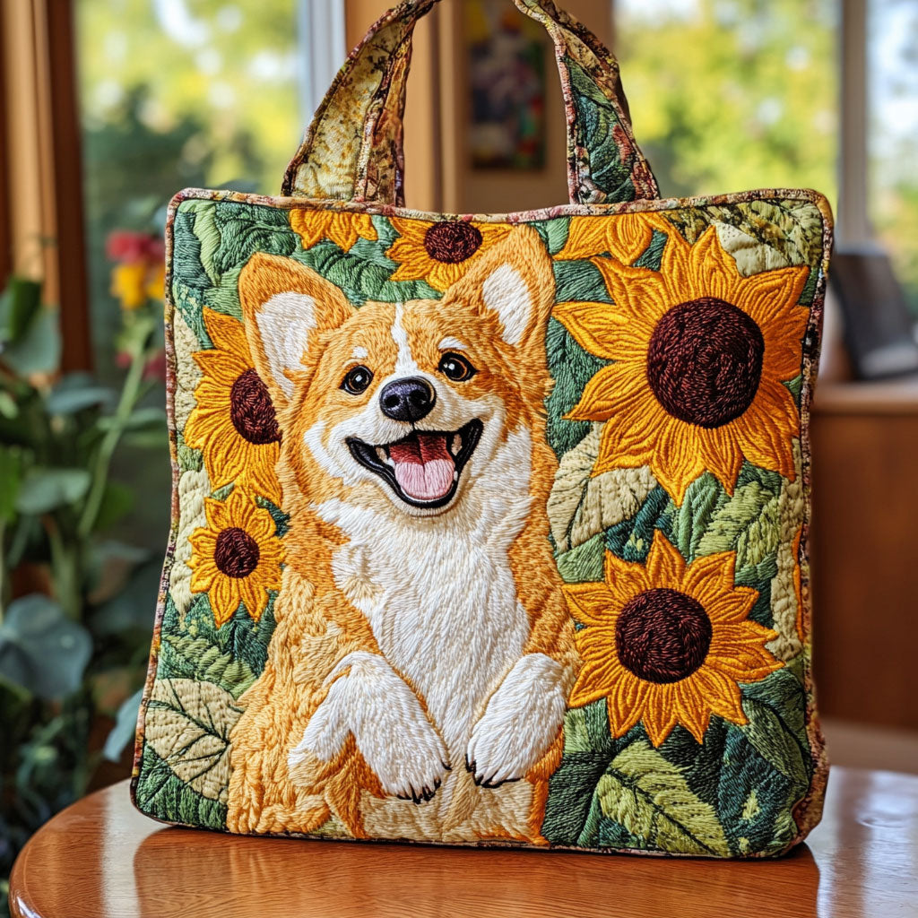 Corgi Sunflower CW3009006CL Quilted Tote Bag