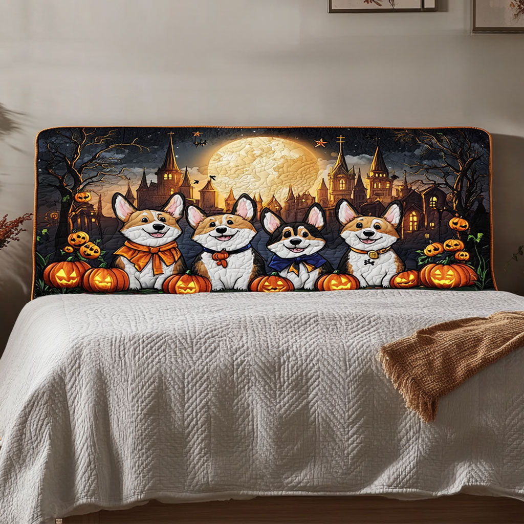 Spooky Corgi WN1812029CL Quilted Headboard Slipcover
