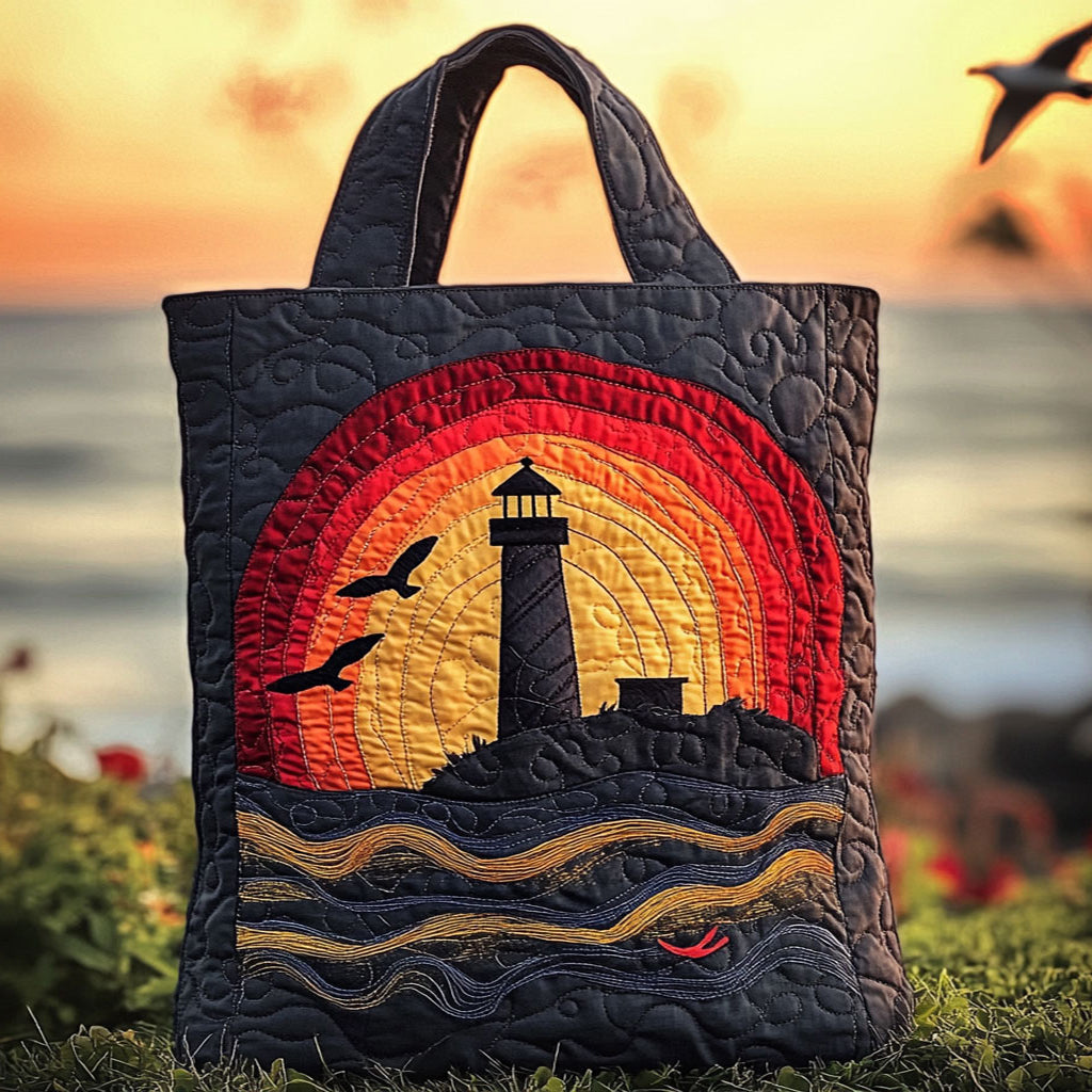 Golden Horizon Lighthouse WN3009016CL Quilted Tote Bag