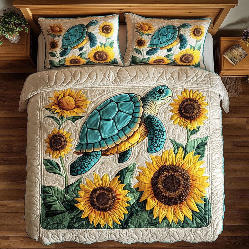 Turtle In Sunflower Ocean WY1108087CL Duvet Cover Set
