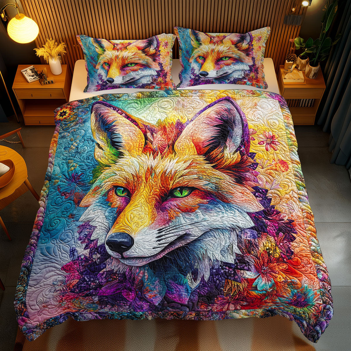 Abstract Colorful Fox WY2612044CL Duvet Cover Set