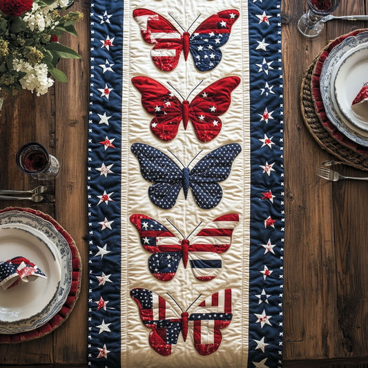 Patriotic Butterfly CW0906039CL Quilted Table Runner