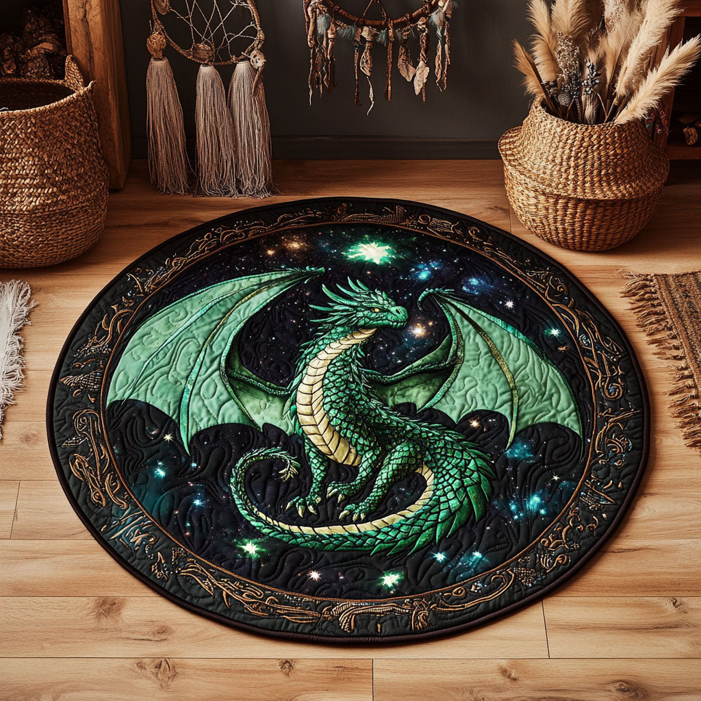 Celestial Green Dragon WY3006029CL Quilted Round Mat