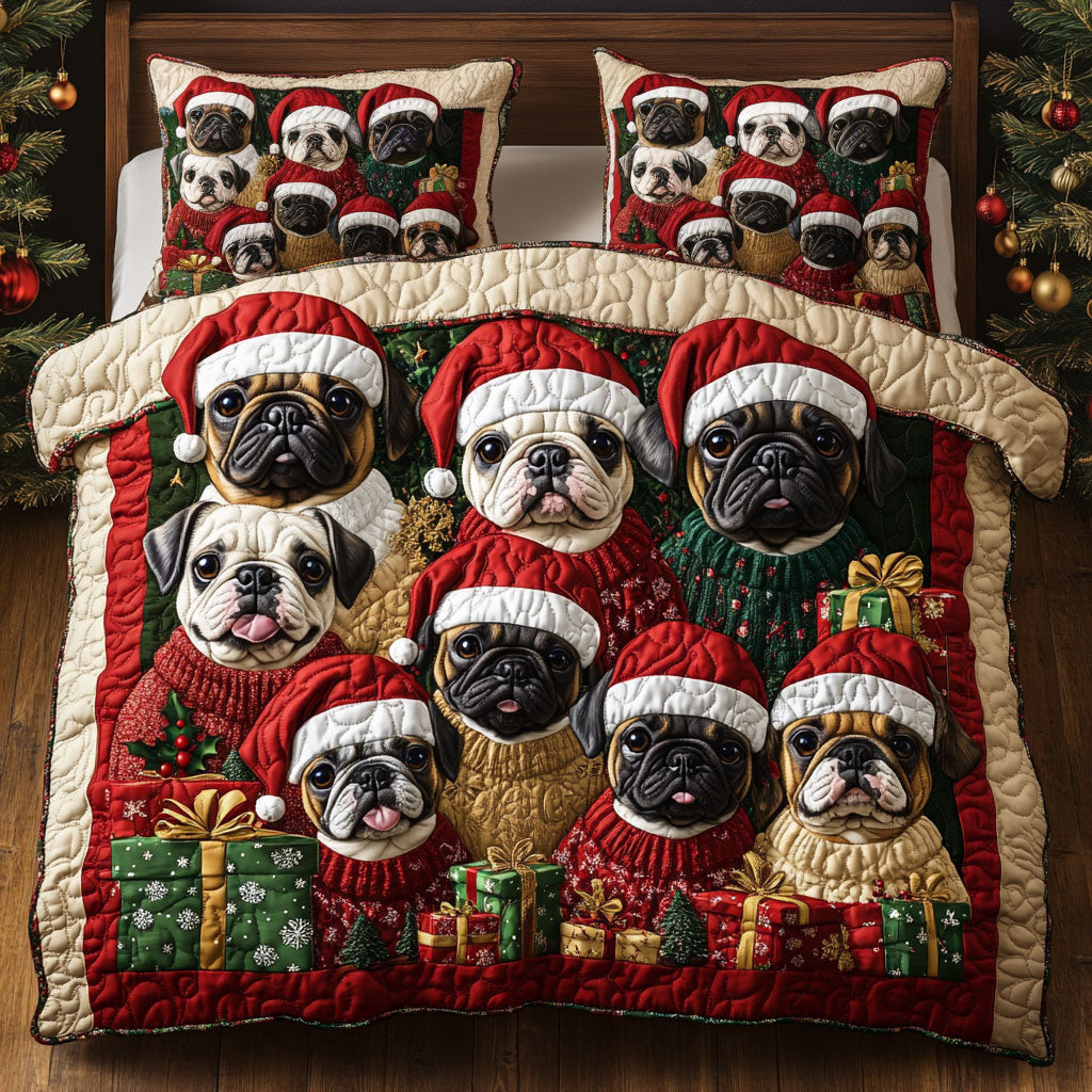 Christmas Bulldog Cheer CW1411045CL Duvet Cover Set