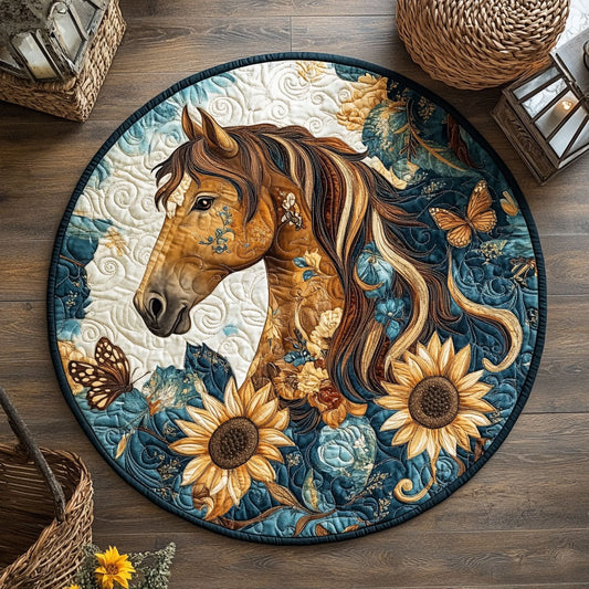 Sunflower Horse WX2105042CL Quilted Round Mat