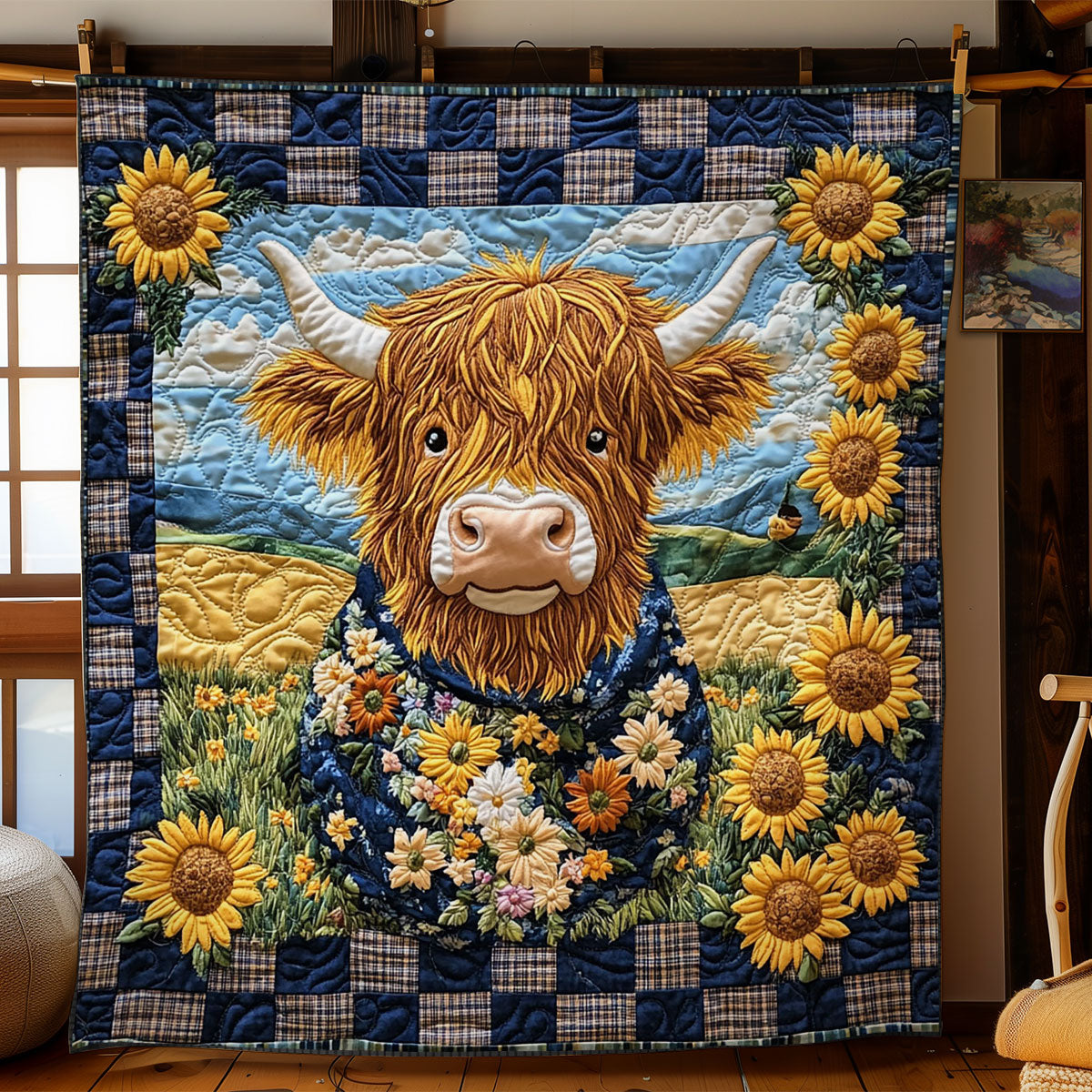 Highland Cow With A Smile WN1707036CL Quilt