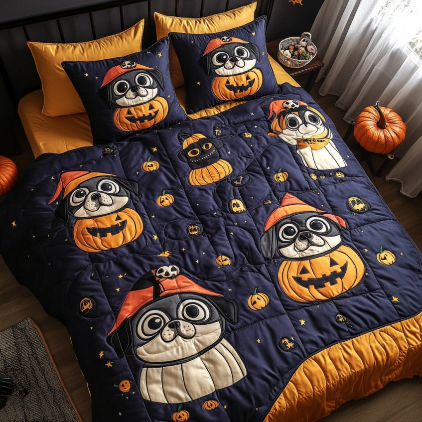Pumpkin Pugs XR1209042CL Duvet Cover Set