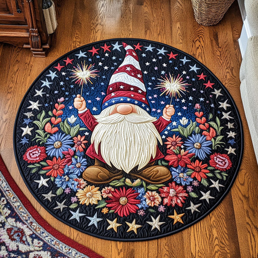 Lovely Gnome Flower WX1206024CL Quilted Round Mat