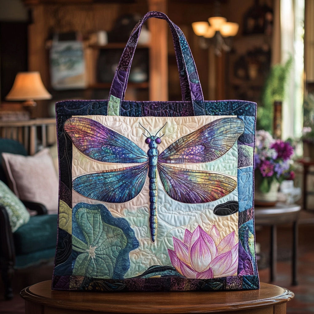 Dragonfly Lotus KL2111016CL Quilted Tote Bag