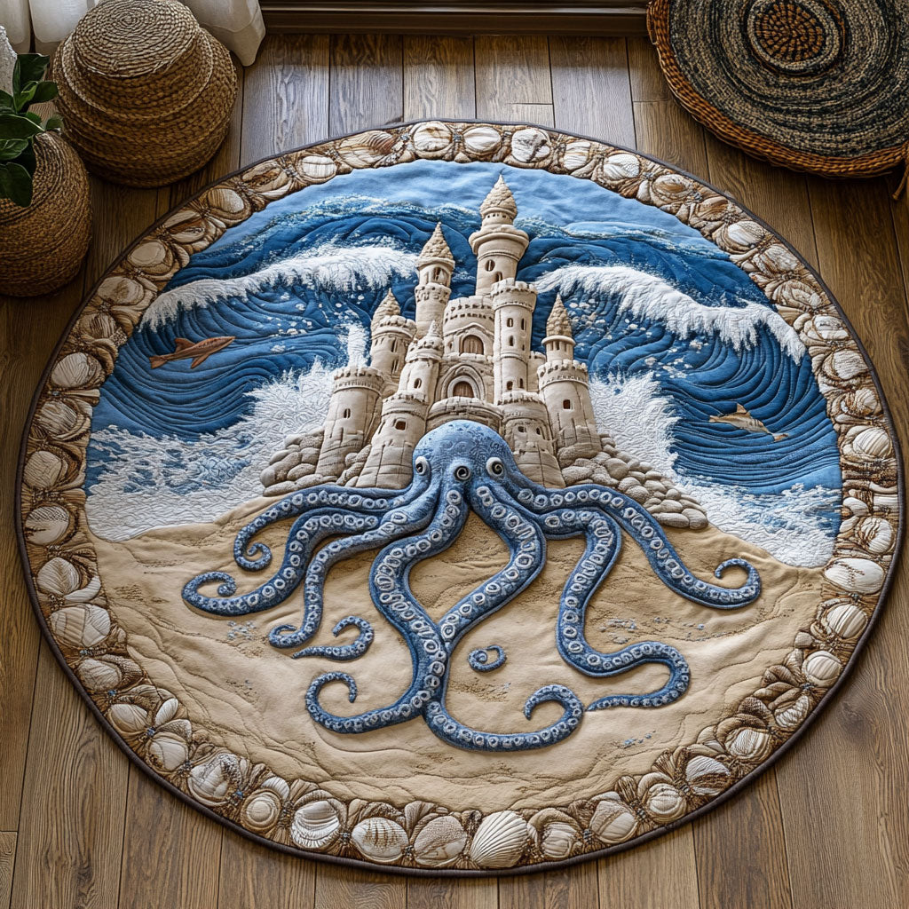 Sea Octopus Sandcastle WY1706066CL Quilted Round Mat