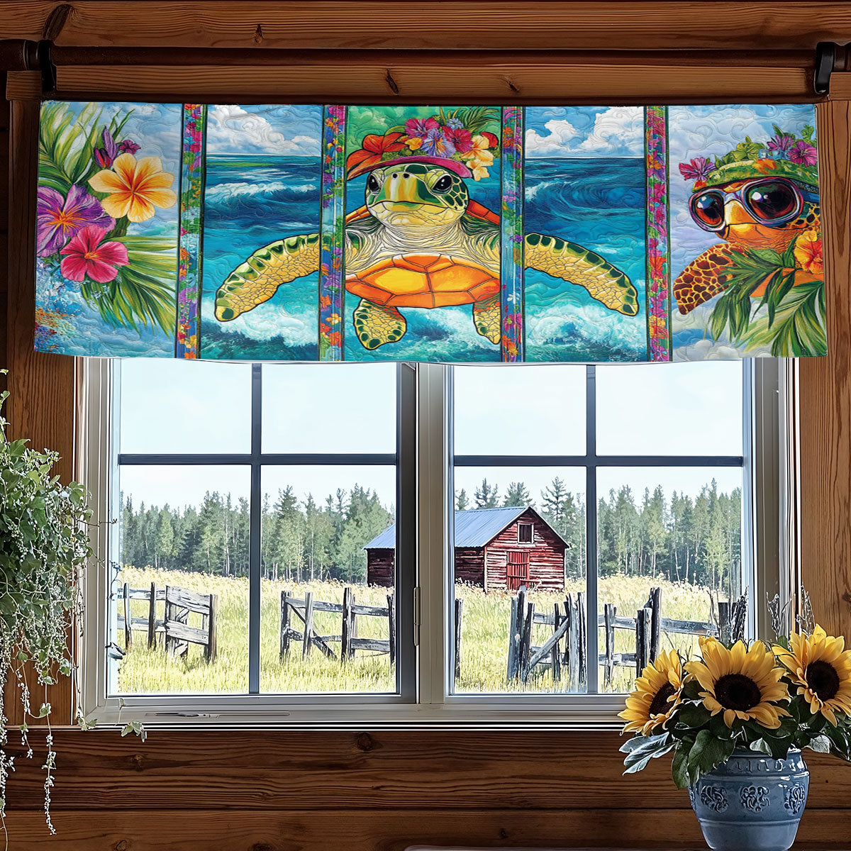 Turtle Petals WN2406079CL Quilted Valance