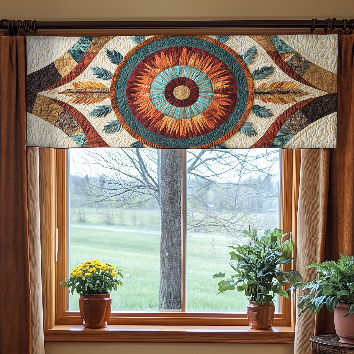 Native Totem Calling WN1407099CL Quilted Valance