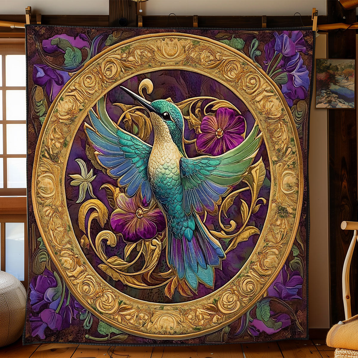 Hummingbird Abstract WY0602159CL Quilt