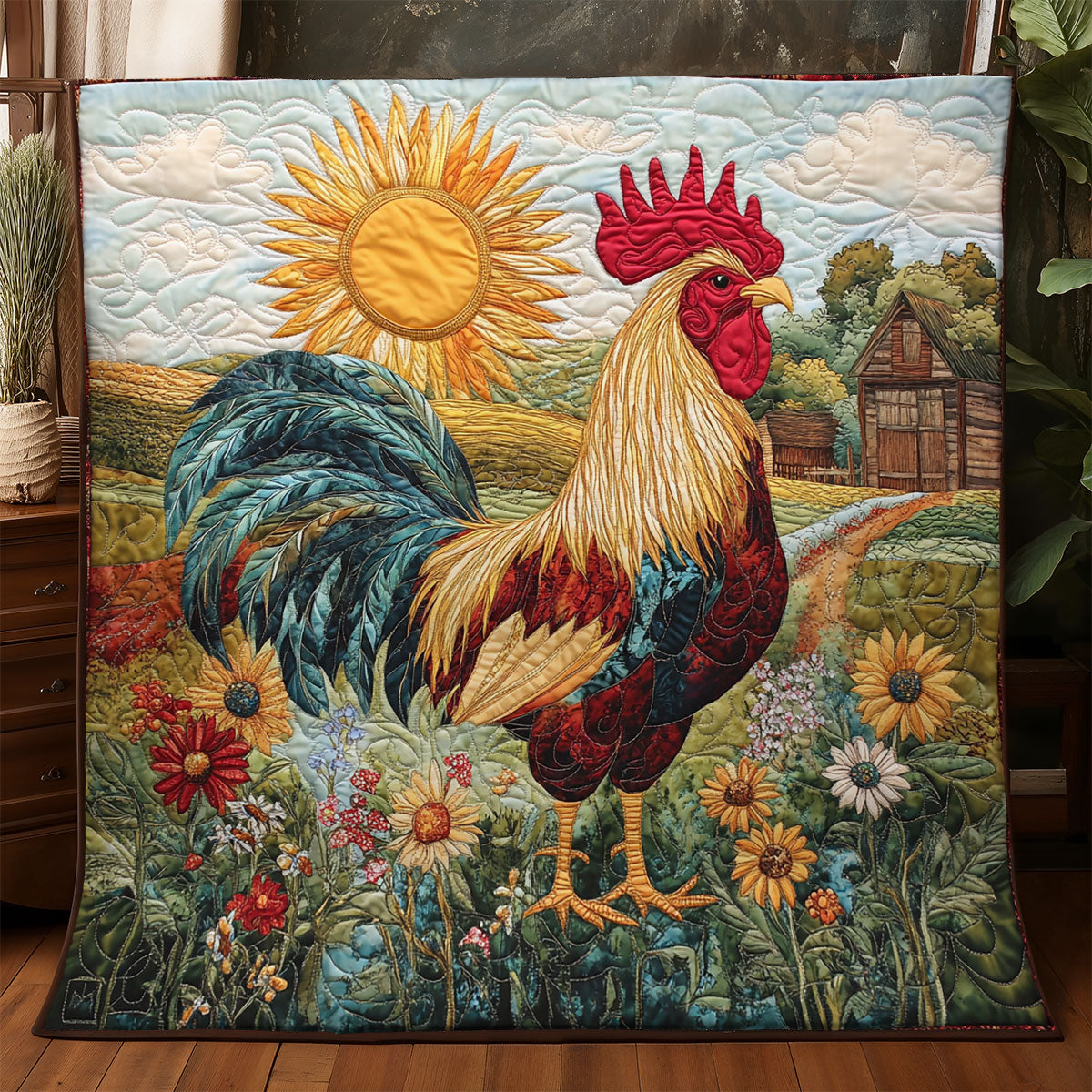 Chicken Sunflower WX3105012CL Quilt