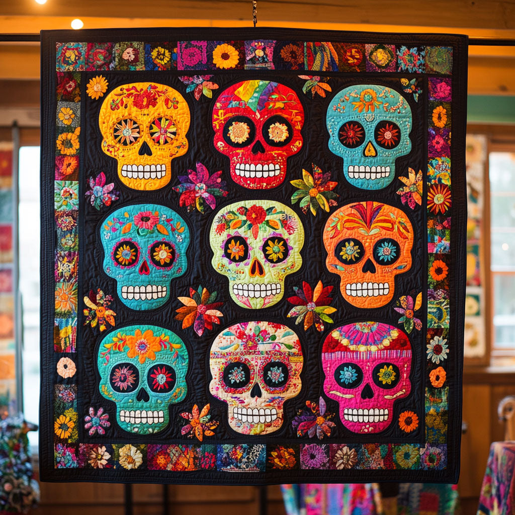 Skulls And Petals WJ2308002CL Quilt