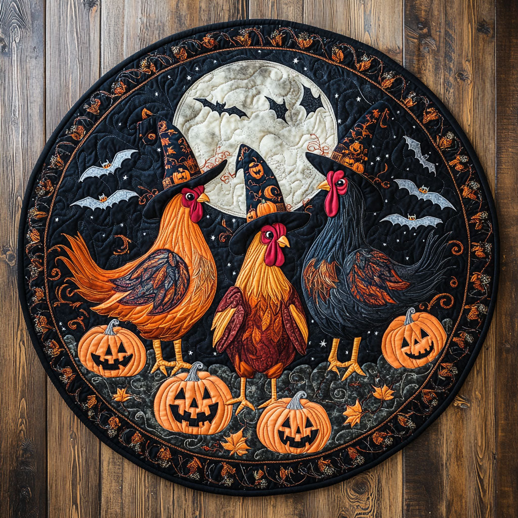 Moonlit Henhouse Haunt WY0108090CL Quilted Round Mat