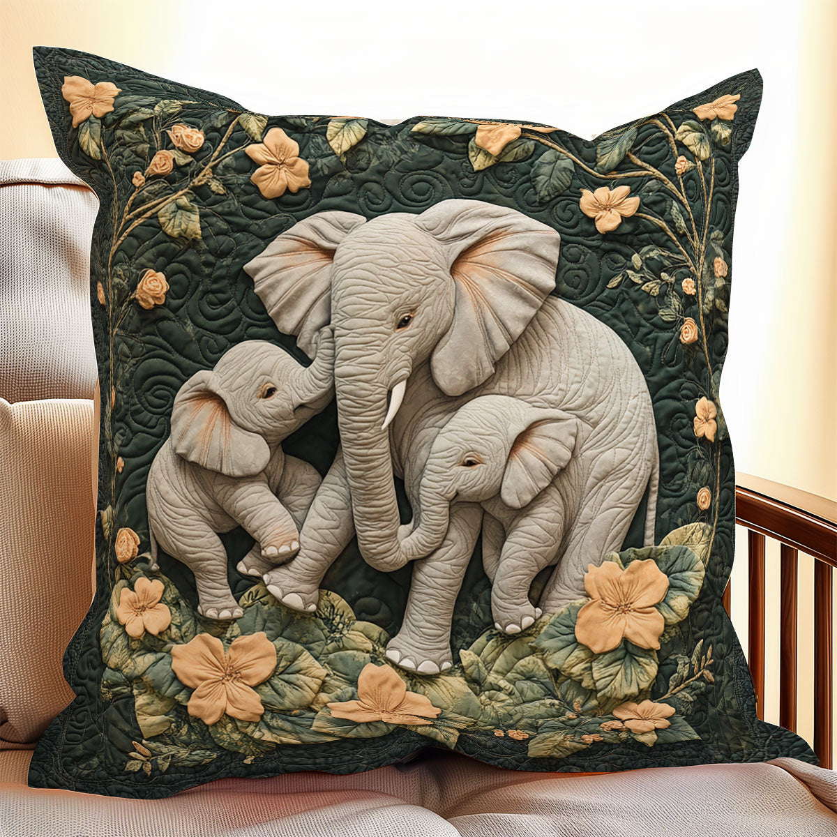Charming Elephant Family WX1306060CL Quilt Pillow Case