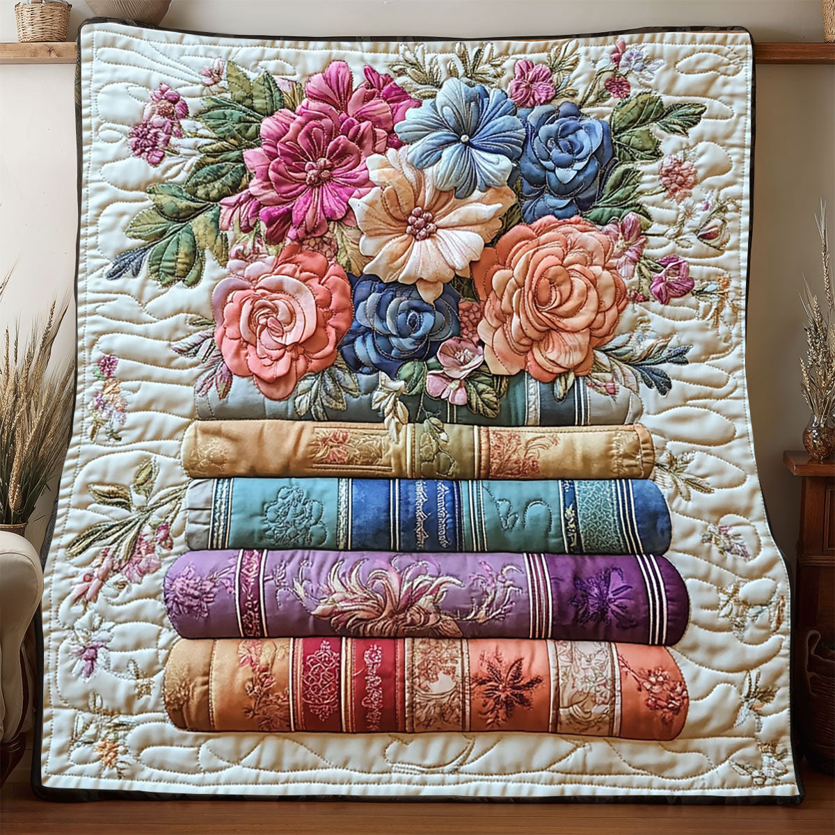 Floral Bookcase WP1905016CL Quilt