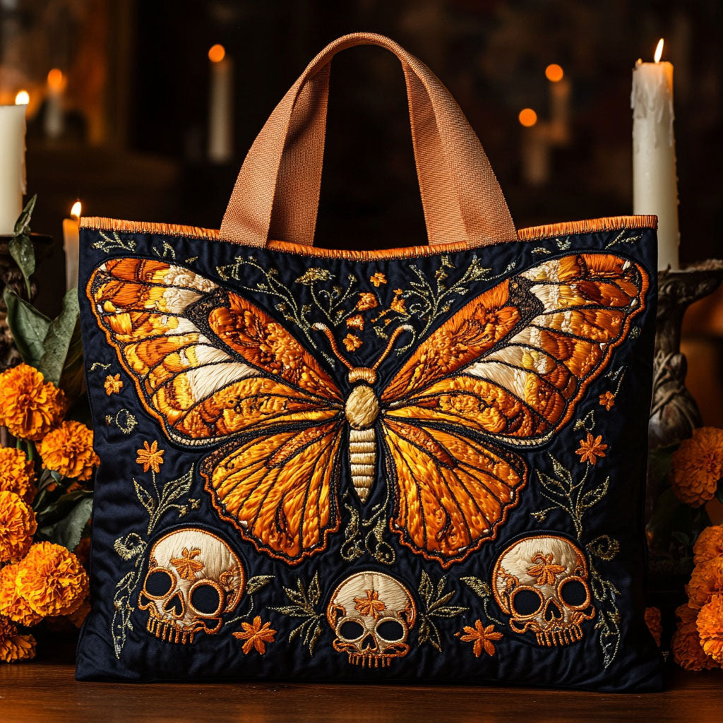 Butterfly Calavera CW0910031CL Quilted Tote Bag