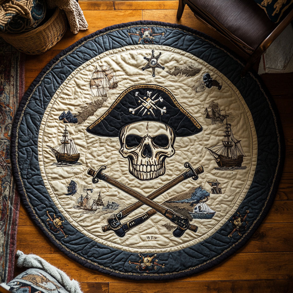 Pumpkin Skull Giggle WN1207051CL Quilted Round Mat