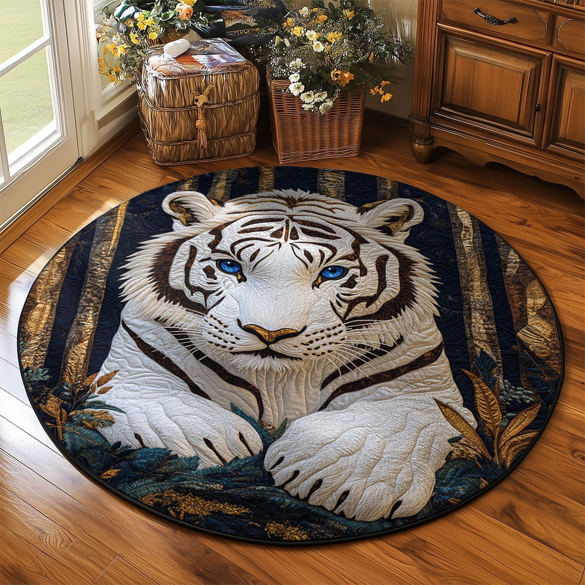 Majestic White Tiger WJ2403036CL Quilted Round Mat
