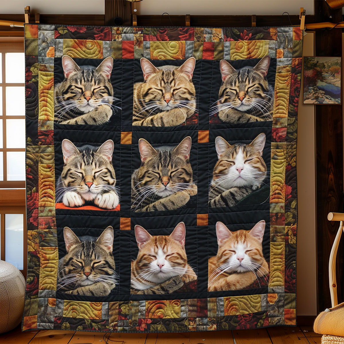 Sleepy Blocks Cat WN2306050CL Quilt