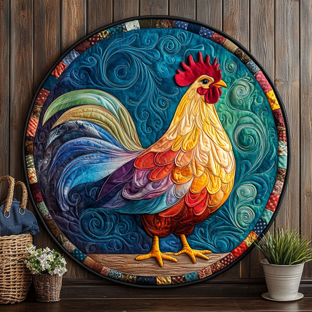Rainbow Rooster CM3005045CL Quilted Round Mat