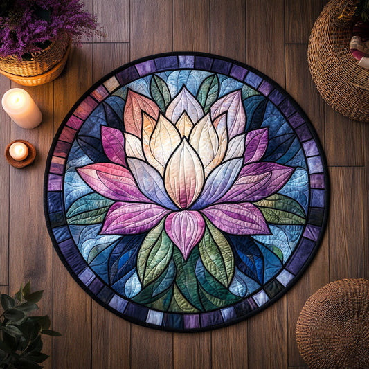 Purple Flower WX2105032CL Quilted Round Mat