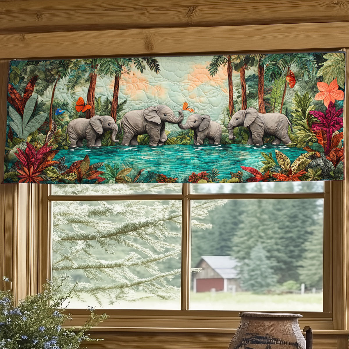 Tropical Elephant WJ2204022CL Quilted Valance