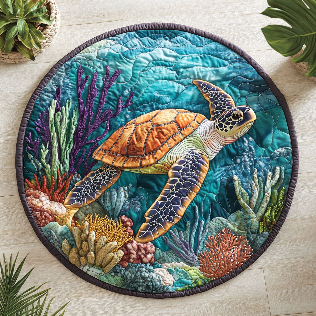 Sea Turtle CW0606048CL Quilted Round Mat