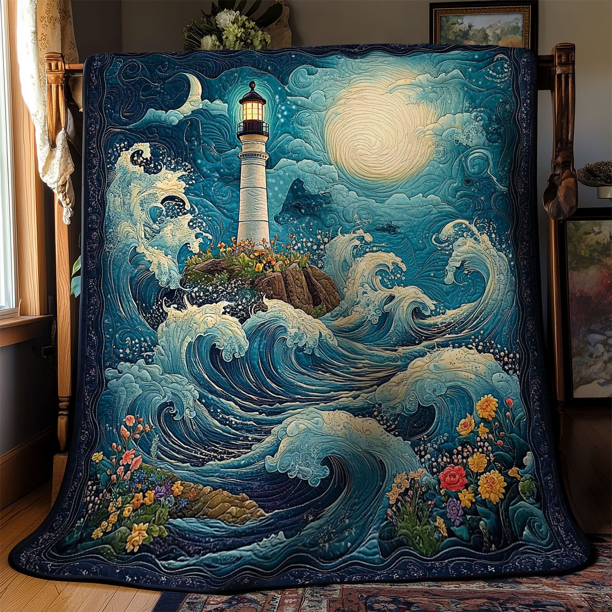 Mystic Midnight Lighthouse WY2103063CL Quilt