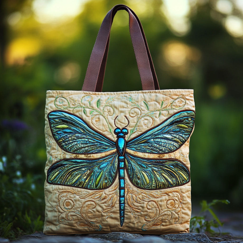 Shimmer Dragonfly WN2209071CL Quilted Tote Bag