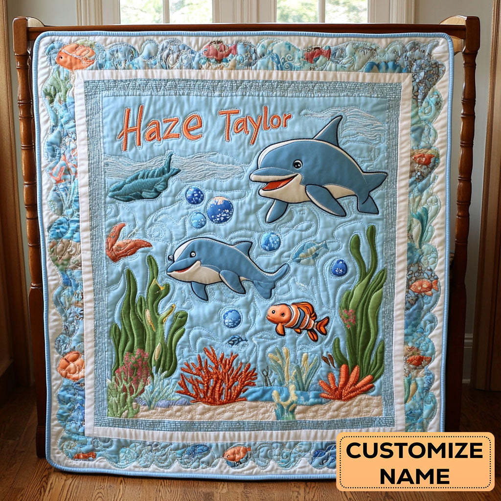Dreamy Dolphin WN2407027CL Personalized Baby Quilt
