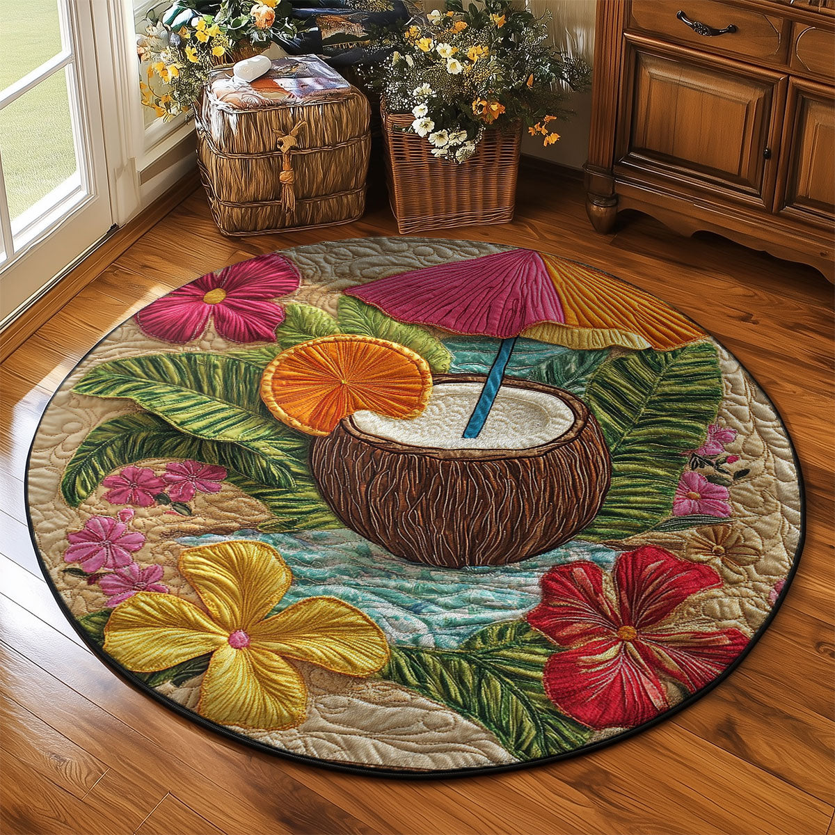 Aloha Coconut WJ2403029CL Quilted Round Mat