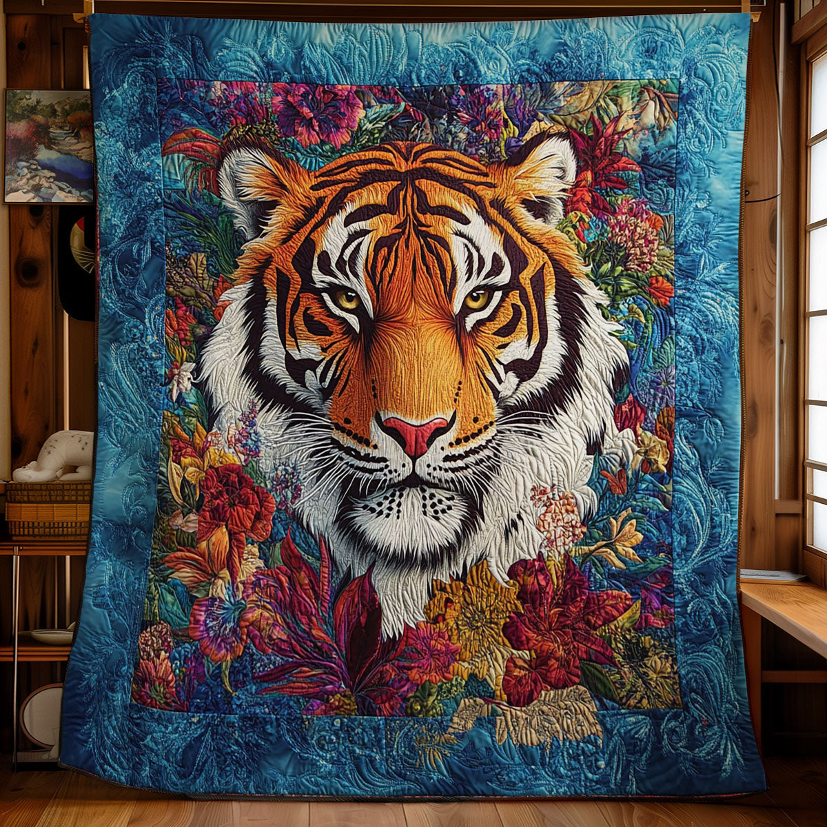 Tiger In Flower Forest WY1401041CL Quilt