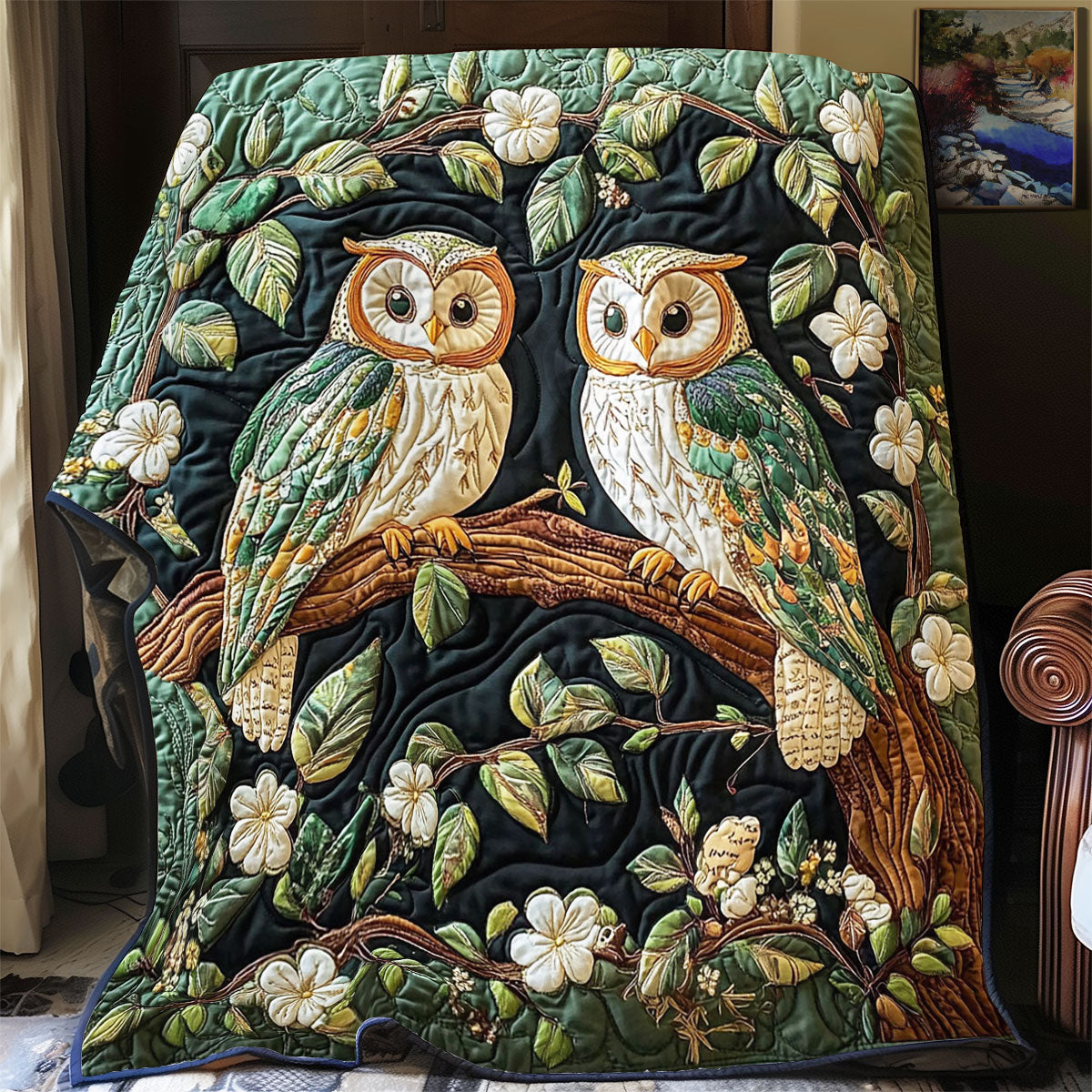 Green Couple Owl WY3112015CL Quilt