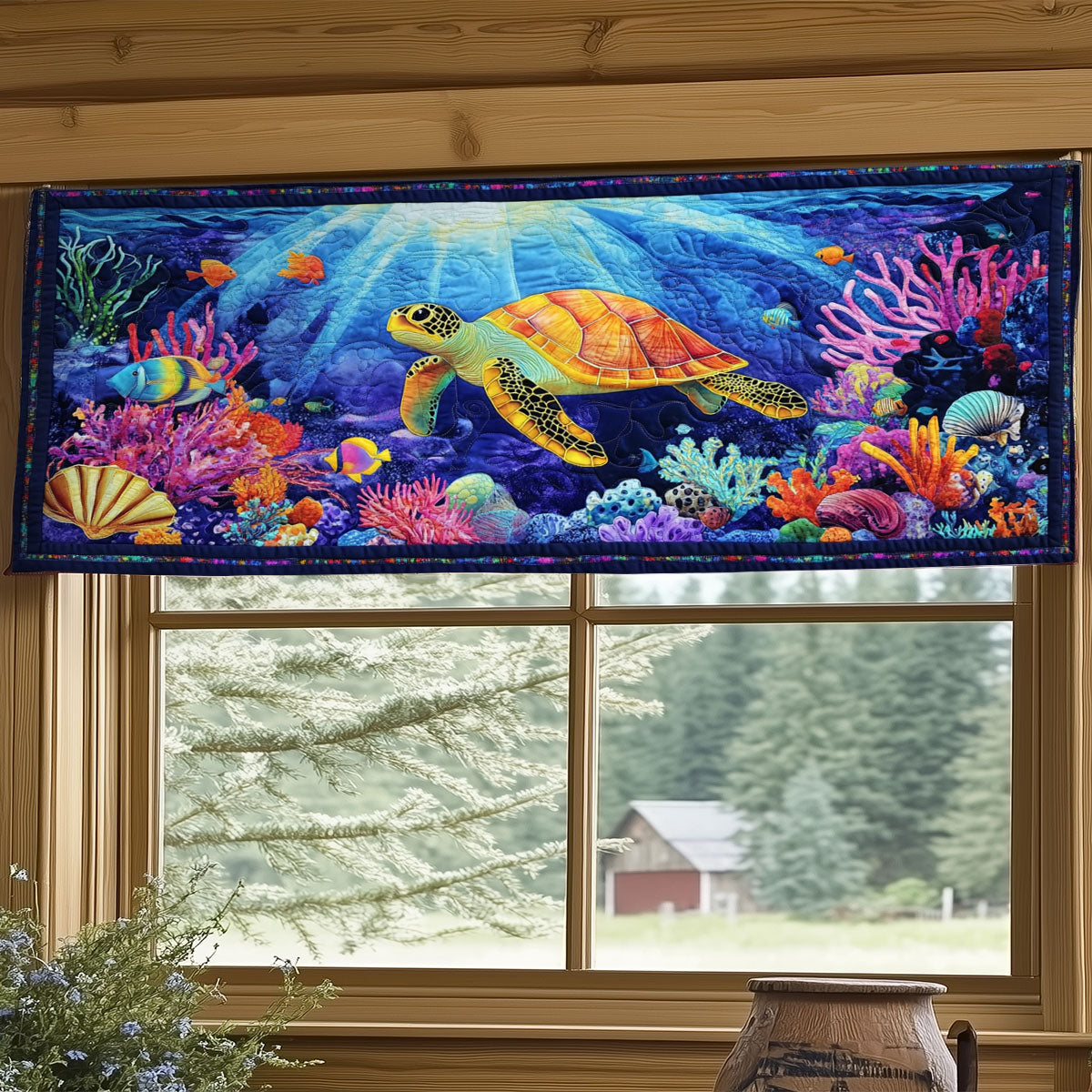 Radian Ocean Turtle WY0406039CL Quilted Valance