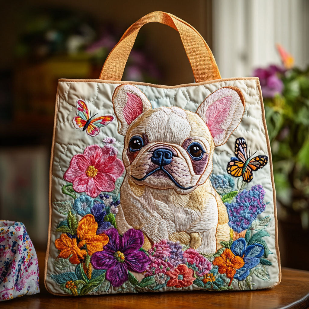 Bulldog Garden Dream CW2209071CL Quilted Tote Bag