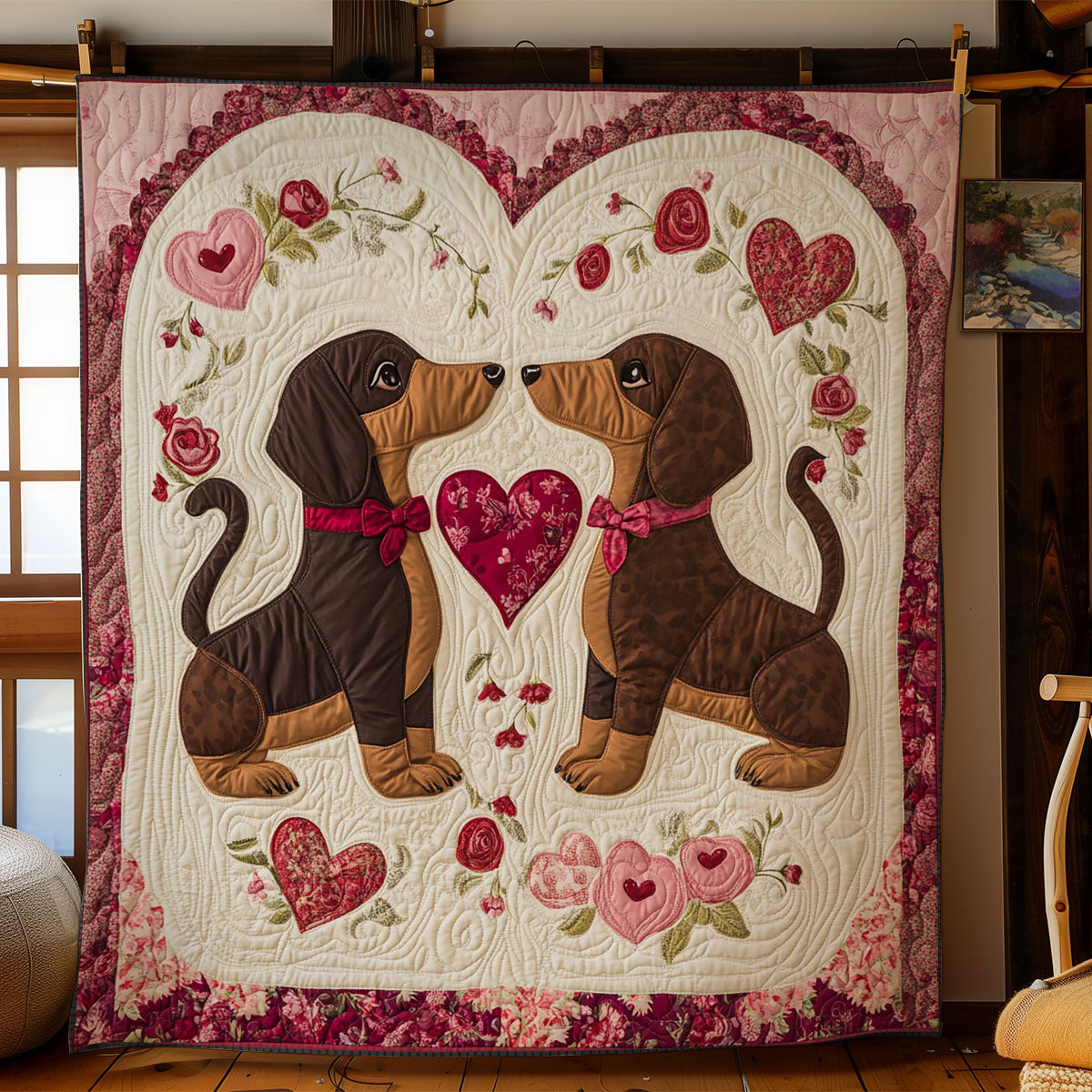 Dachshund Love Nest WN2306011CL Quilt